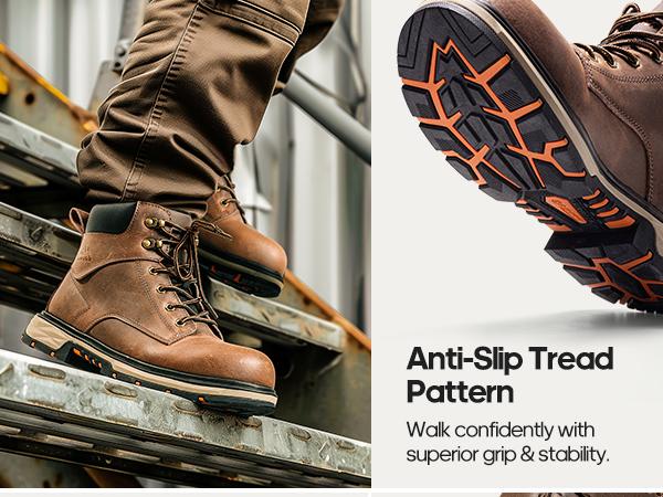 NORTIV 8 Men's Slip-resistant Steel-toe Work Boots