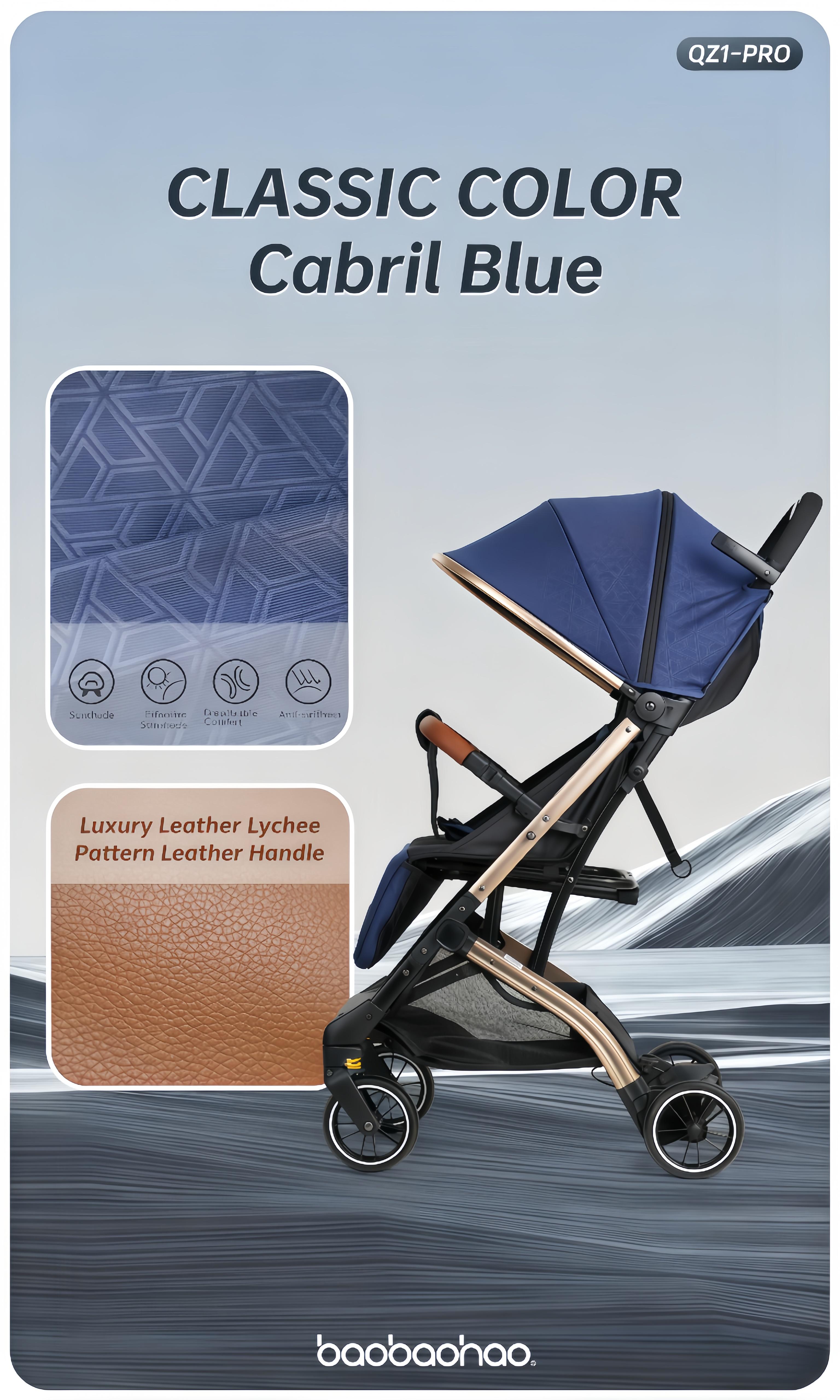 Baobaohao QZ1-Baby Stroller – Wider Cabin for Easy Outings, Seats & Lays Flat, Full Wind Protection, Breathable Mesh for Summer, Lightweight & Foldable, Suitable for Newborns to Age 3