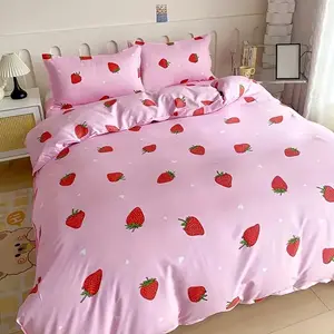 Strawberry Pattern Bedding Set, 1 Count Soft Comfortable Bedspread & 1/2 Counts Pillowcase without Filler, Bedding Set for Home Bedroom