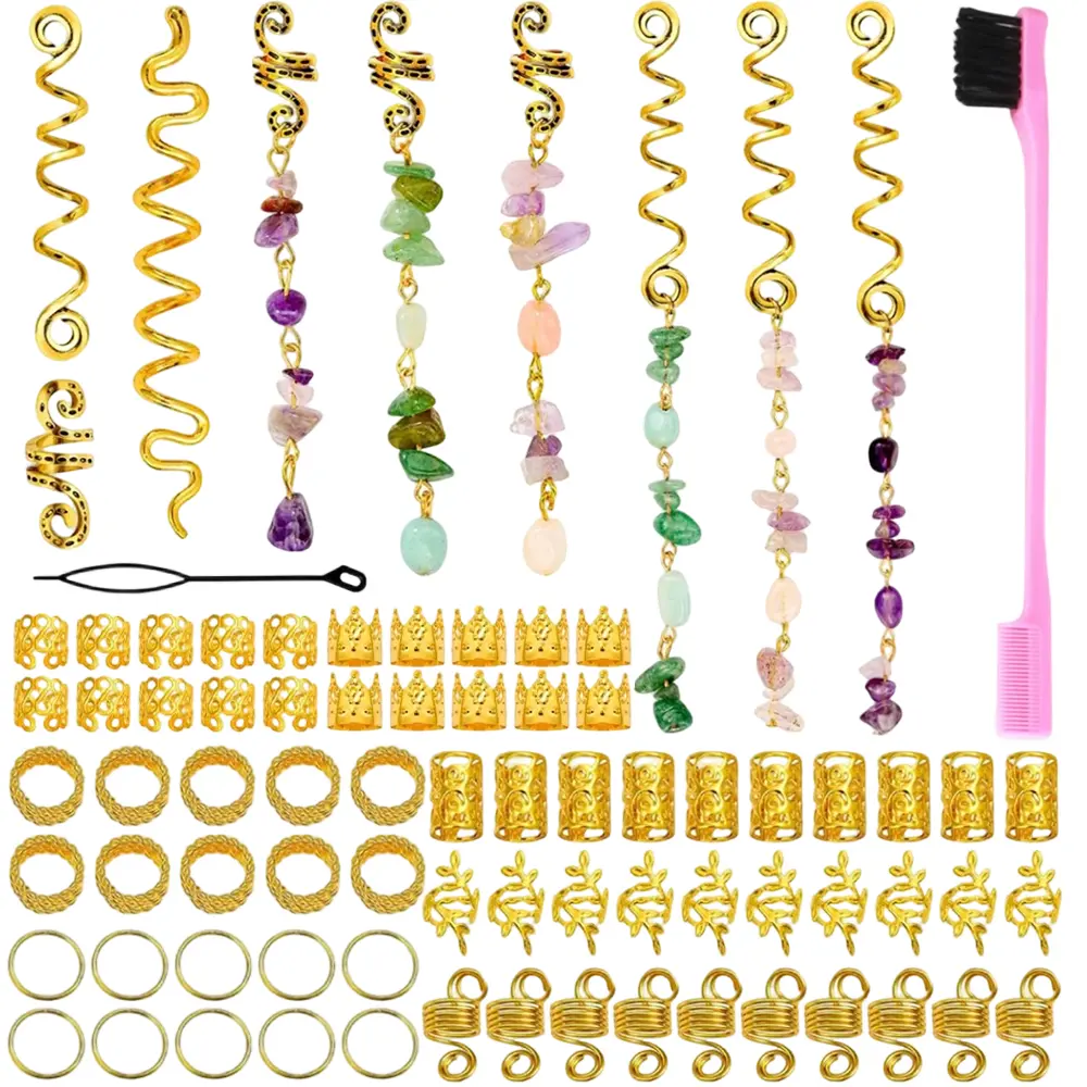81 piece DIY braided hair accessory set, Bohemian style, suitable for dirty braids and braided hair, suitable for travel, parties, holiday styling and daily maintenance