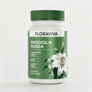 Floraviva Rhodiola Rosea Capsules 500mg - Natural Adaptogen Supplement for Stress Support, Mental Focus & Energy - Non-GMO (60 Capsules) Dietary
