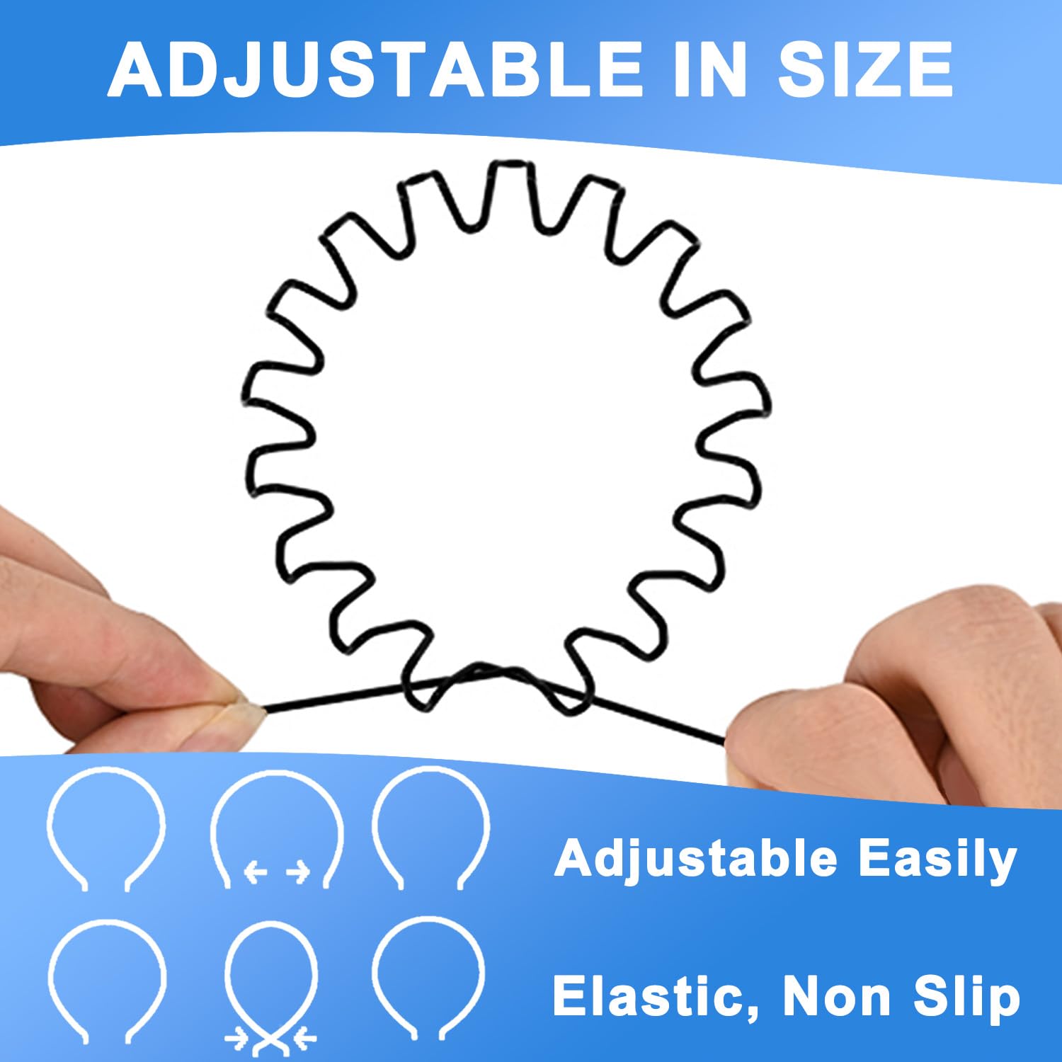 11pcs Elastic Headbands&Hair Bands Set,Metal Headbands for Men and Women,Wavy Adjustable Wire Hair Bands, Unisex Non-Slip Elastic Headband for Workout, Face Washing, Curly Hair & Daily Use#SummerWins