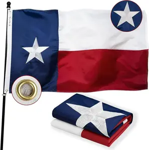 Texas State Flag 3x5 Ft, Deluxe Embroidered Heavy Duty Polyester Durable, Sewn Stripes & Brass Grommets, Indoor/Outdoor Use