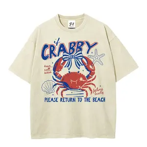 Coquette Bow Crab Washed Oversized Beach T-Shirt