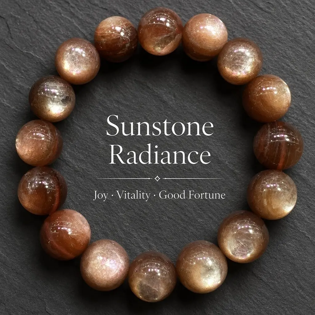 Natural Sunstone Bracelet Gold Flash Beaded Bracelet for Women Men Natural Sunstone Bracelet 8mm Goldstone Flash Adjustable Gift