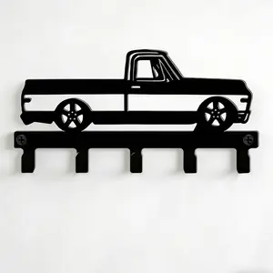 Cast Iron Key Holder with Garage Door Design, Durable Space Saving Entryway Kitchen Bathroom Decor, Easy Wall Mount Installation