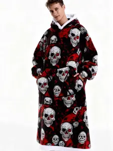 Men's Hooded Winter Sleepwear Set, Warm Lazy TV Blanket Pajamas, Oversized Thick Lamb Fur Sweatshirt, Halloween Costume, Christmas Gift, Pajamas For Adults