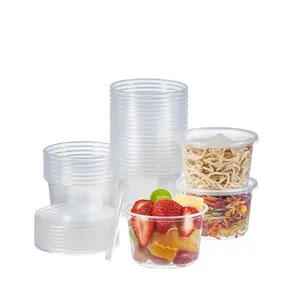 50 Set Plastic Deli Disposable Food Storage Containers With Airtight Lids