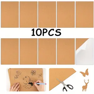 10 Pcs Self-Adhesive Cork Boards for DIY Coasters, Square Cork Boards, Cork Bricks, Cork Mats, Mini Wall Cork Boards with Strong Adhesive Backing, Home Decor, Interior Decor Tableware