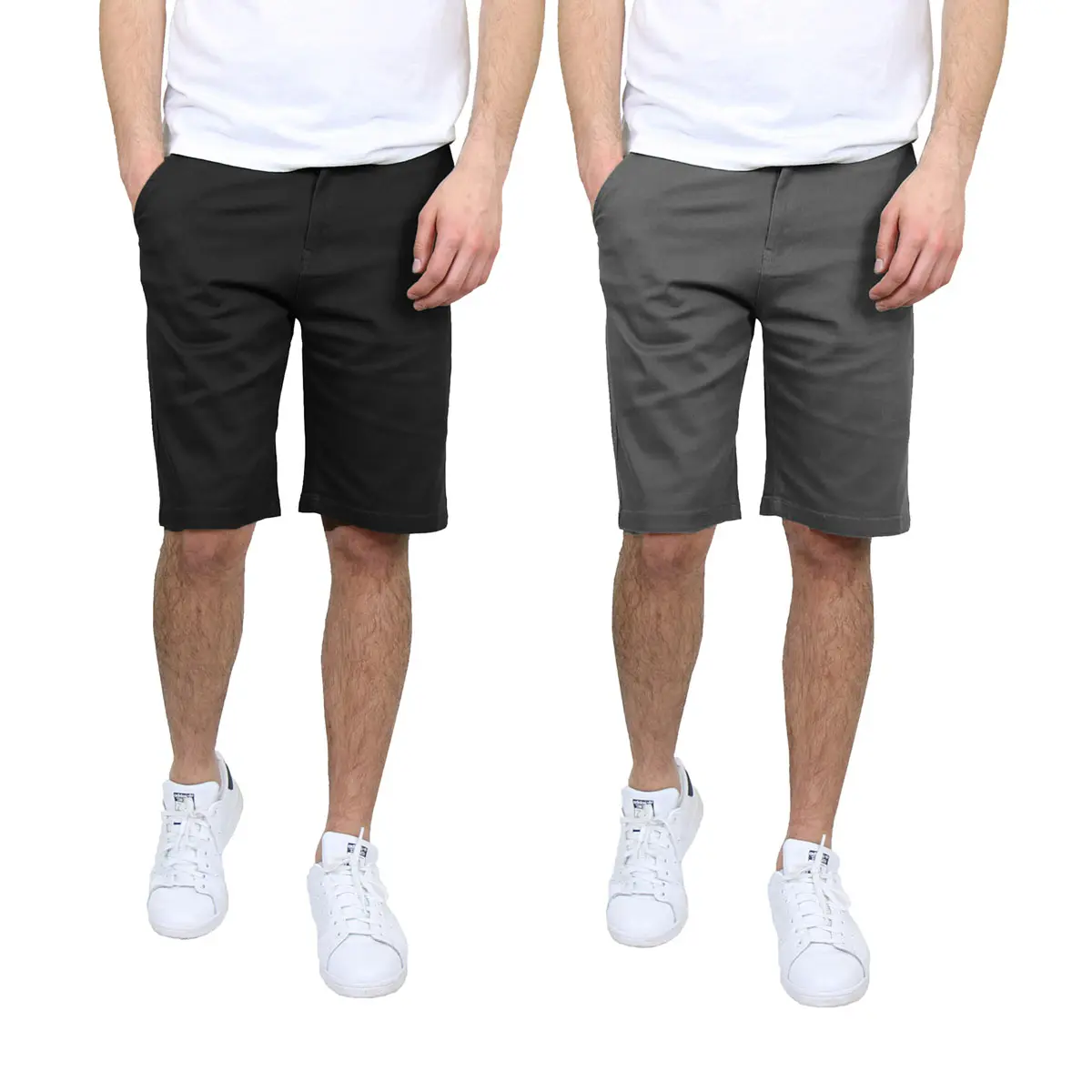 Men's 2-Pack 5-Pocket Flat-Front Slim-Fit Stretch Chino Shorts Casual Classic Men's 2-Pack 5-Pocket Flat-Front Slim-Fit Stretch Chino Shorts Casual Classic