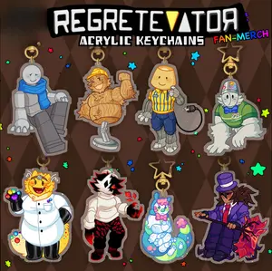 SERIES 2 REGRETEVATOR Keychains - Wallter, Mark, Lampert, Spud, Dr. Retro, Folly, Pilby, Mach Acrylic Keychains, Small, Meaningful, And Full Of Character, Unique Keychains That Add Charm To Every Bag And Key.