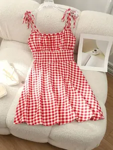 Floral Print Pleated Bust Slip Dress for New Year Clothes Mini Short Women Outfit Sleeveless Spaghetti Strap Boho Style Summer Beach Casual