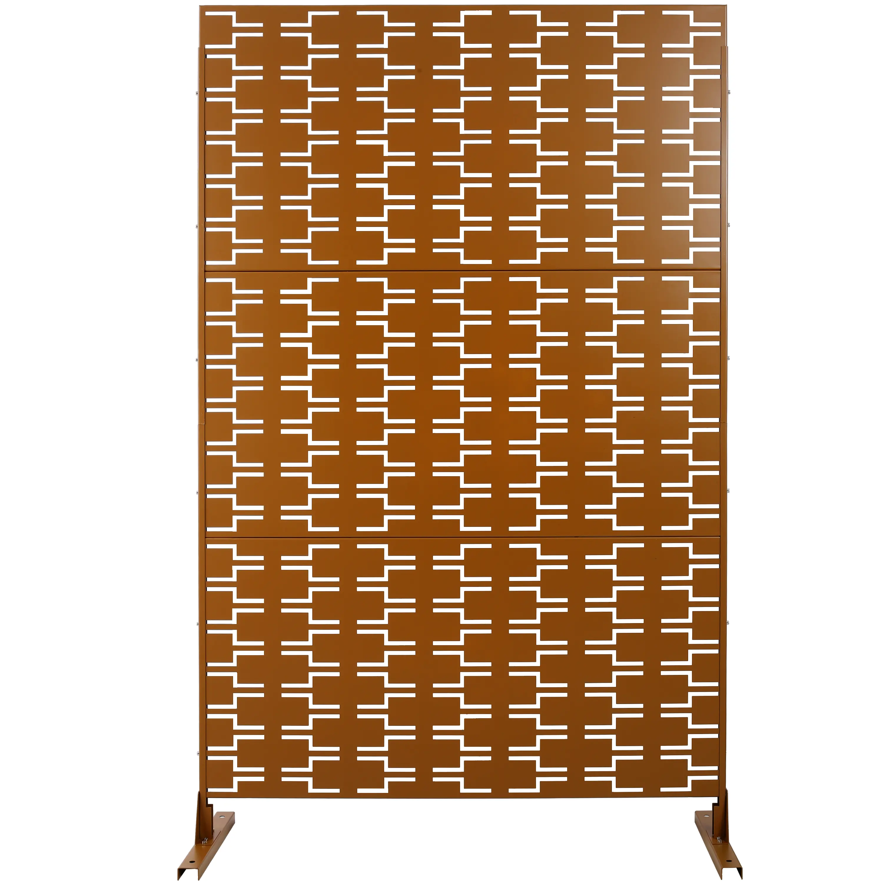 76x48 in Rust-Resistant Metal Privacy Screen (Model PS112, Brown) - Freestanding Decorative Backdrop, Dividers for Deck, Room Divider for Lawn Garden