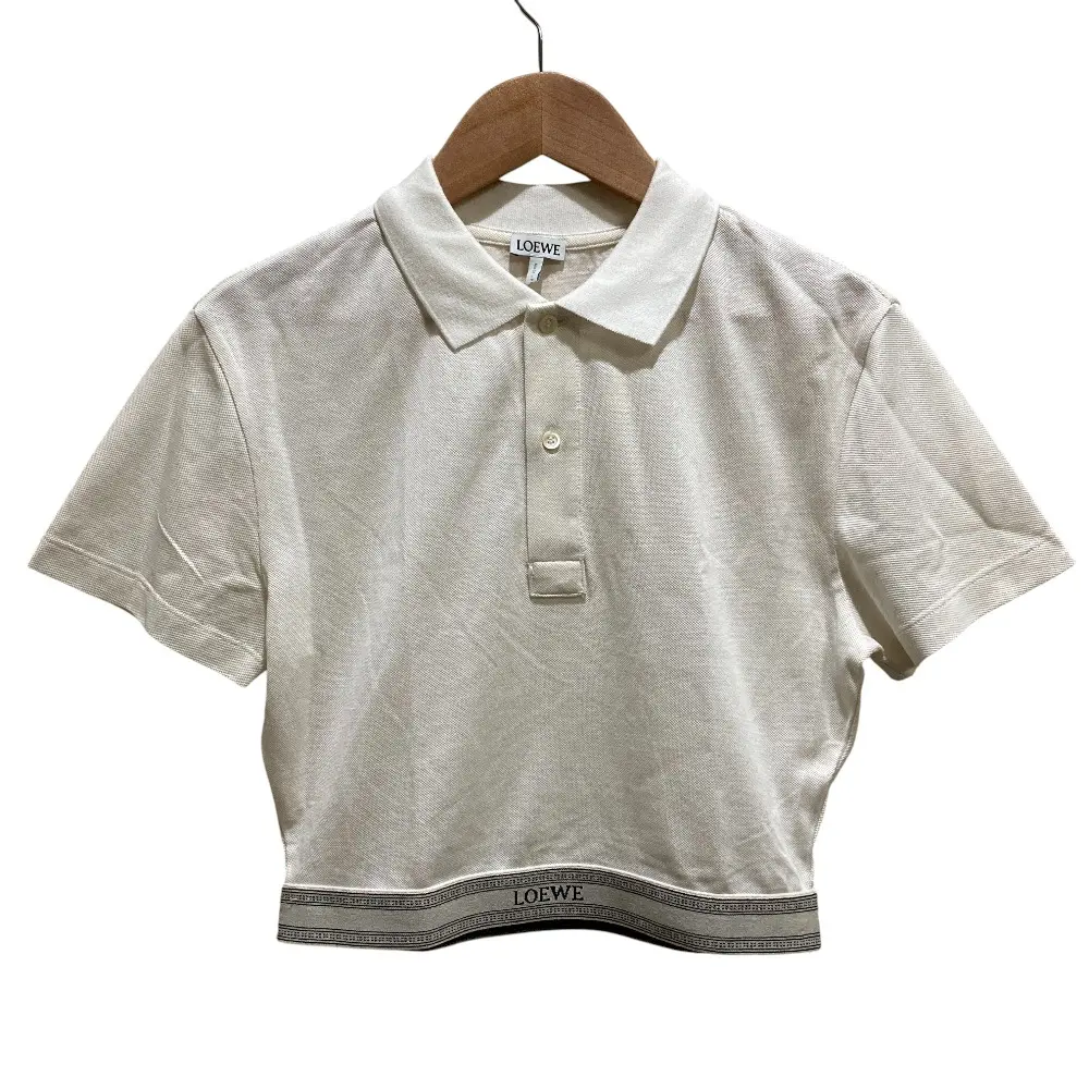Pre-owned Loewe Silk Small Leather Goods Cotton Piqué Cropped Polo Shirt