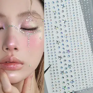 Rhinestone Stickers, Shimmering Acrylic Face Decoration Sticker, Face Decoration Sticker for Party, Stage Performance and Holiday Decoration, Star Shape Design, Easy to Apply, Multiple Uses