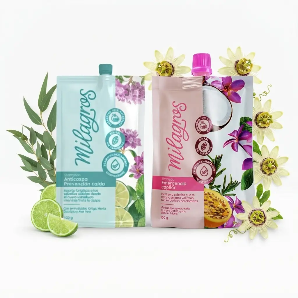Milagros 2 Pack Set  Mini Shampoo Emergencia capilar, Anticaspa 100gr Sachet Travel Size Dandruff Nourish, Hair Loss, growth, Cleansing