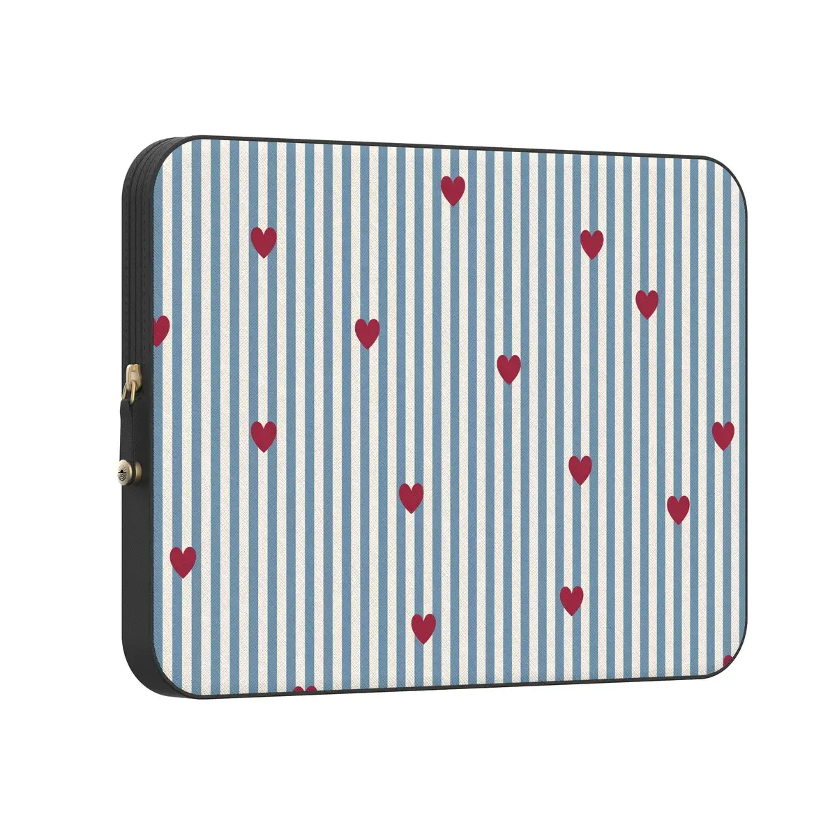 Casely PU Leather MacBook Laptop Sleeve Case - Love Lines Blue Pinstripes Design, Valentine's Day Gift, Shockproof Drop-Tested Cushioning, Easy Top-Fold Entry, Magnetic Snap-Lock, Manufacturer Warranty, for Daily Use, Adults, None