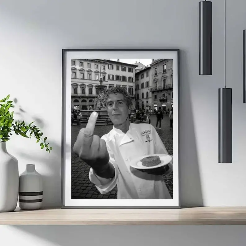 Anthony Bourdain Black and White Portrait Print, Celebrity Chef Wall Art, Culinary Icon Poster, Kitchen Decor Gift