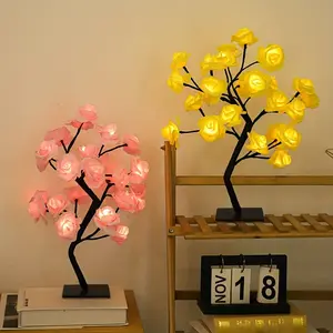 Rose Tree Holiday Night Light, USB Powered LED Light, Christmas Floral Night Light, Halloween Decoration, Christmas Decoration, Room Decoration, Home Decoration