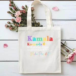Vintage Kamala Harris for Madam President 2024 Cotton Canvas Tote Bag