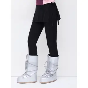 Cider Two-piece Thermal Cotton-blend Mid Rise knotted Leggings Trouser-Skirt