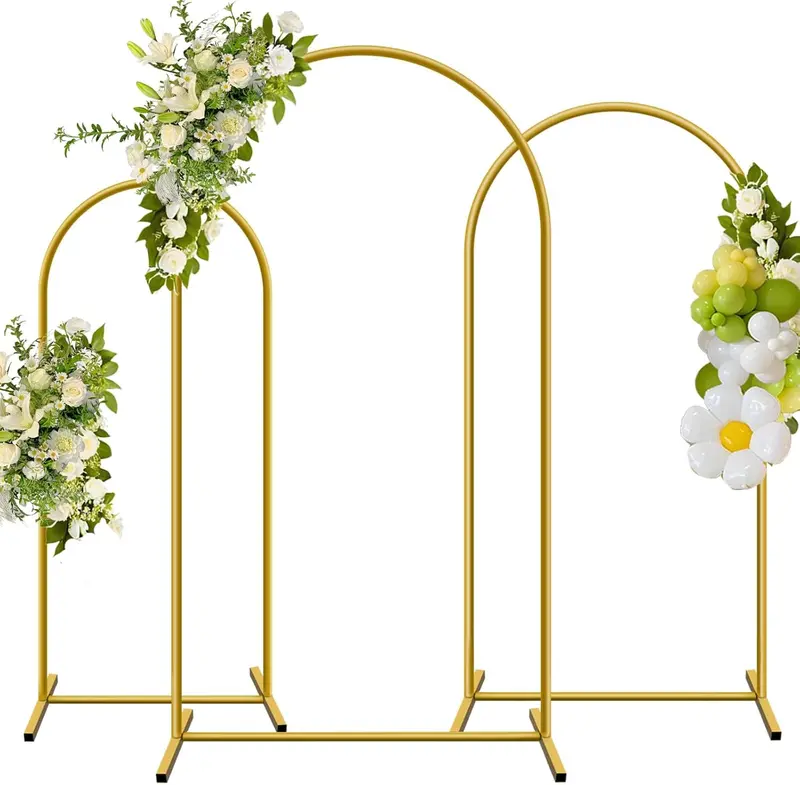 VEVOR Gold Metal Arch Backdrop Stand Set of 2 7.2 ft & 6 ft Stable Structure Easy Assembly Wedding and Party Decoration VEVOR Gold Metal Arch Backdrop Stand Set of 2 7.2 ft & 6 ft Stable Structure Easy Assembly Wedding and Party Decoration