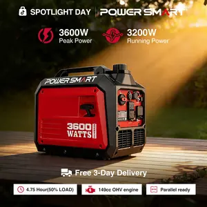 PowerSmart 3600 Watt Quiet Portable Inverter Generator,RV Ready 30A Outlet,Parallel Capable,Emergency Use Camping, EPA Compliant,Hurricane, Emergency,Safe & Long-lasting usage,All Season(DB5035)