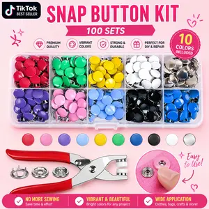 Colorful Metal Button Set, Includes 100 Buttons, Button Pliers, Storage Box, Sewing DIY Accessories, Clothing, Hats, Bags, Crafts
