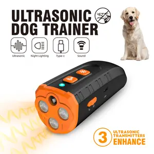 Dog Bark Deterrent Device, Anti Barking Device Bark Button for Dogs with 3X Ultrasonic Silencer, Stopping Own or Neighbor's Dog Barking, Dog Behavior Training, Safe, Rechargeable, Indoor Outdoor