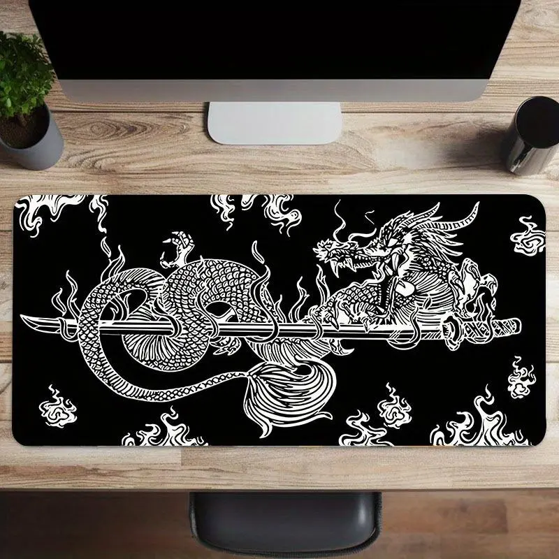 Creative Dragon Pattern Mouse Pad, Rectangle Gaming Mouse Pad with Non-Slip Rubber Base, Office Decorative Mouse Mat For Home Office Desk, gaming desk accessory, Desk Accessories