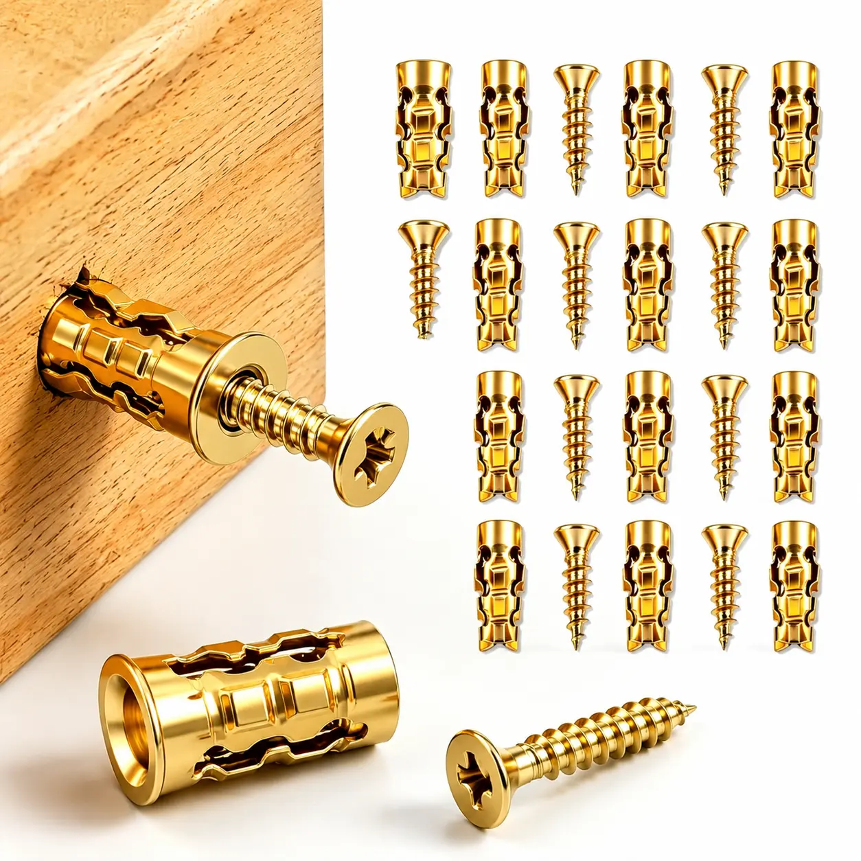 Cabinet Hardware Installation Screw and Wall Anchor Set, Repair Fastener Kit for Cabinet Mounting, Wall Hanging & Home Furniture Hardware Installation