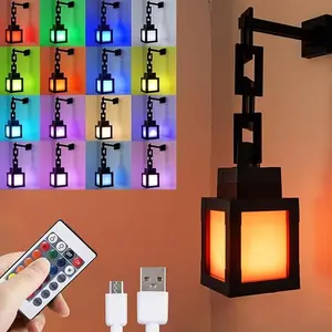 3D Pixel Soul Lantern Rechargeable RGB 16-Color Night Light Gaming Lamp with Remote Wall Mountable Bedroom Home Decor Gift for Minecraft Fans #HomeLighting #GamingDecor