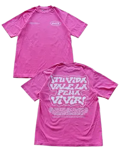 Pink "TU VIDA VALE LA PENA VIVIR" Heavy Weight T-Shirt