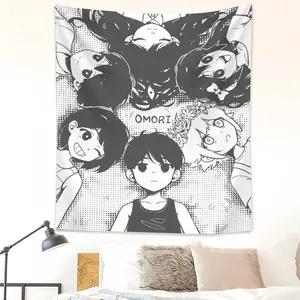 Big ink game anime comic tapestry - vertical comic art poster, with big ink characters, soft peach beige texture fabric wall decoration, suitable for room decoration, bedroom, dormitory, party - suitable for comic fans and collectors