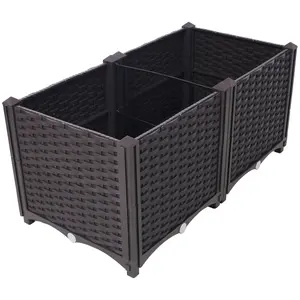 YYDS Deep Raised Garden Bed Plastic Planter Boxes for Vegetables Flowers Herbs and Succulents,Self-Watering Planter Box Raised Bed to Grow Flowers, Herbs & Vegetables, 31.5" L X 15.7" D X 14.7" H