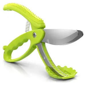 Salad Scissors for Chopped Salad – Multiblade Food Scissor Chopper With Spring-Loaded System & Anti-Slash Head for Fast Double Cutting – 8.9" Handy Size Lettuce Chopper, Stainless Steel Blades