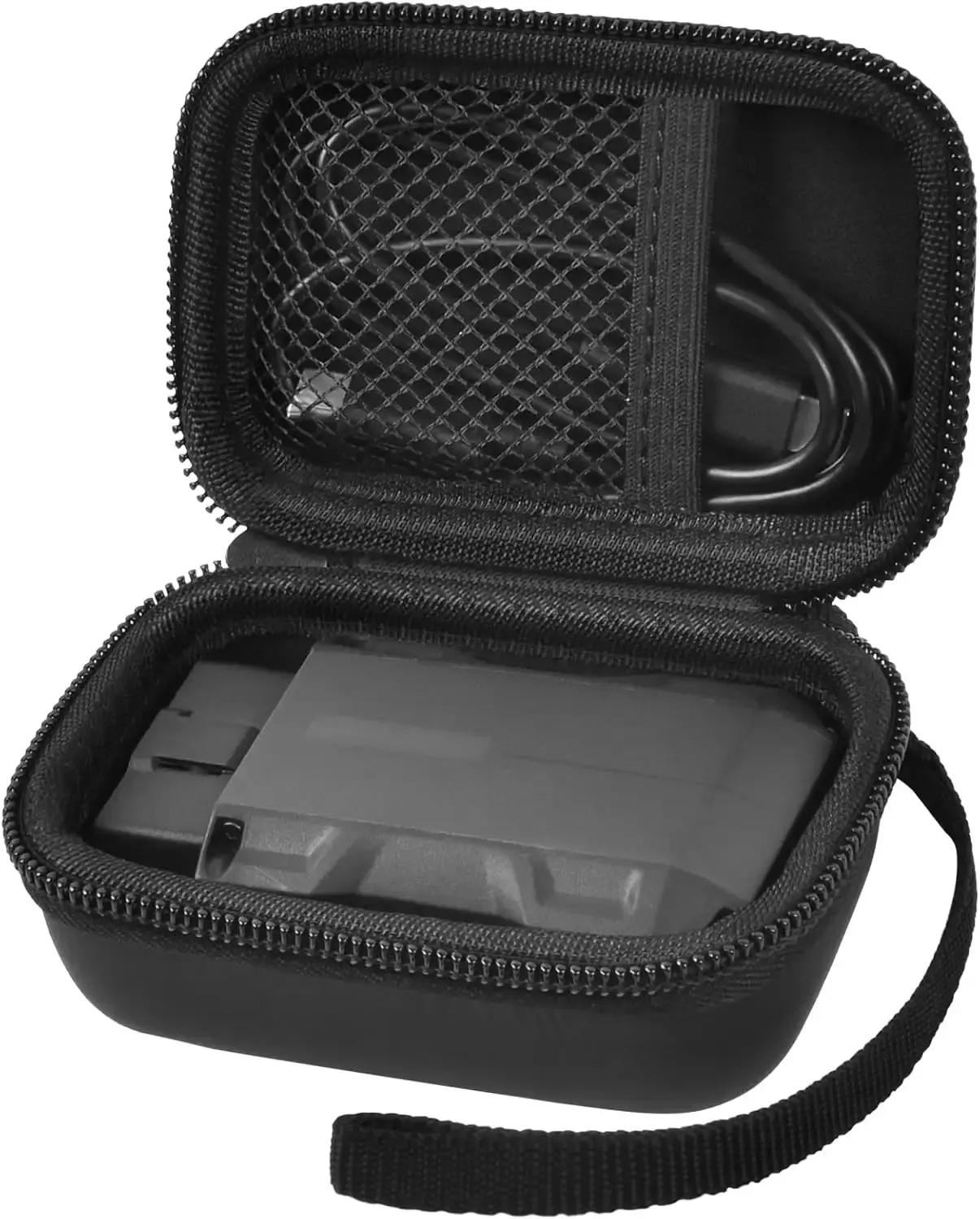 Portable Black Compact Zip Closure Organizer Bag - OBD2 Compatible Scanner Holder, Car Accessory Storage for TOPDON TopScan/XTOOL Diagnostic Scanners, Wireless Motorcycle OBD2 Readers, USB Cables (On-the-Go, Bag Only)
