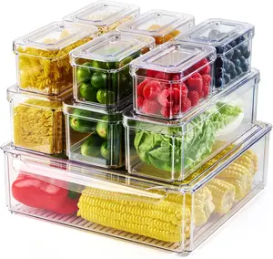 10 Pack Fridge Organizer Bins with Lids, BPA-Free Stackable Clear Containers for Food, Drinks, and Food Storage, Ideal for Kitchen Organization