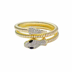 Boho Goddess Snake Bangle with Full Rhinestones Anniversary Punk Style Arm Cuff Fashion Jewelry