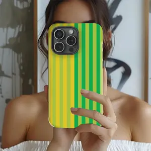 Green and yellow striped 2 in 1 phone case with durable, shock absorbing and stylish design. Compatible with Iphone 11, 12, 13, 14, 15 and 16 Pro Max and Pro Plus series A new phone case with creative design, perfect as a gift for your friends.