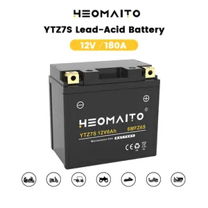 HEOMAITO AGM YTZ7S-BS 12V 6Ah 180 CCA High Performance Motorcycle Battery - Maintenance Free, Factory Activated Ready to Use, IP55 Sealed Spill-Proof - for 50-200CC ATV, Scooter, Dirt Bike, Snowmobile, Riding Mower