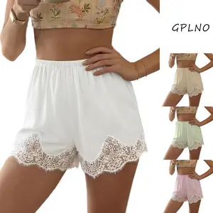 【NEW】2026 Womens Patchwork Lace Shorts Casual Loose Fitting Elastic Waist Shorts Summer Streetwear