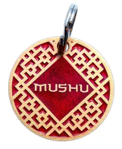 Customized Dog or Cat ID Tag Chinese Lattice Pet Identification Name Made from Solid Brass by Pugs2Persians