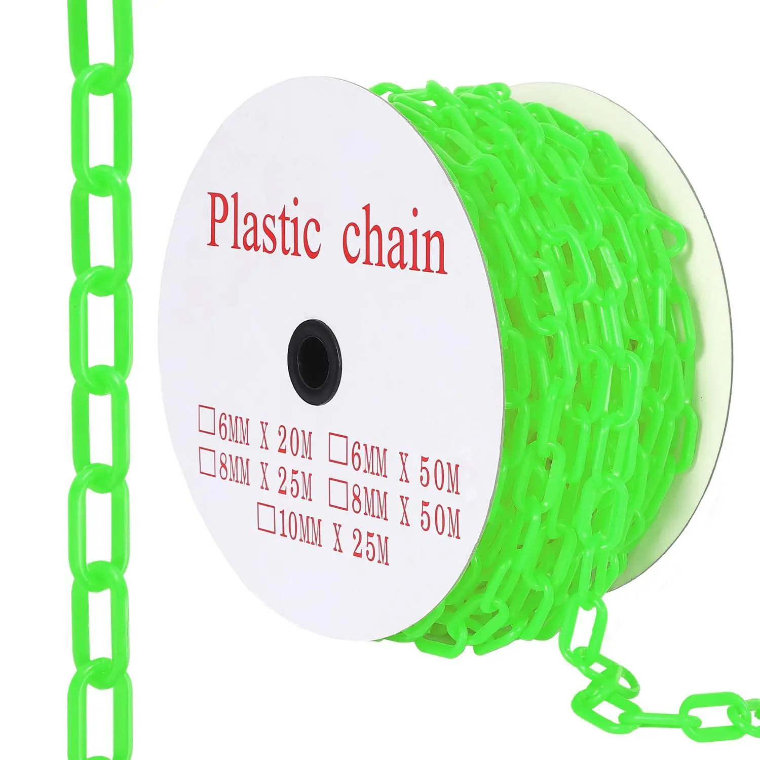 240 FT Plastic Chain Links, Safety Chain with 50 Hooks, Plastic Barrier Chains for Crowd Control, Parking Driveways Queue Lines Construction Sites UV Resistant,Green