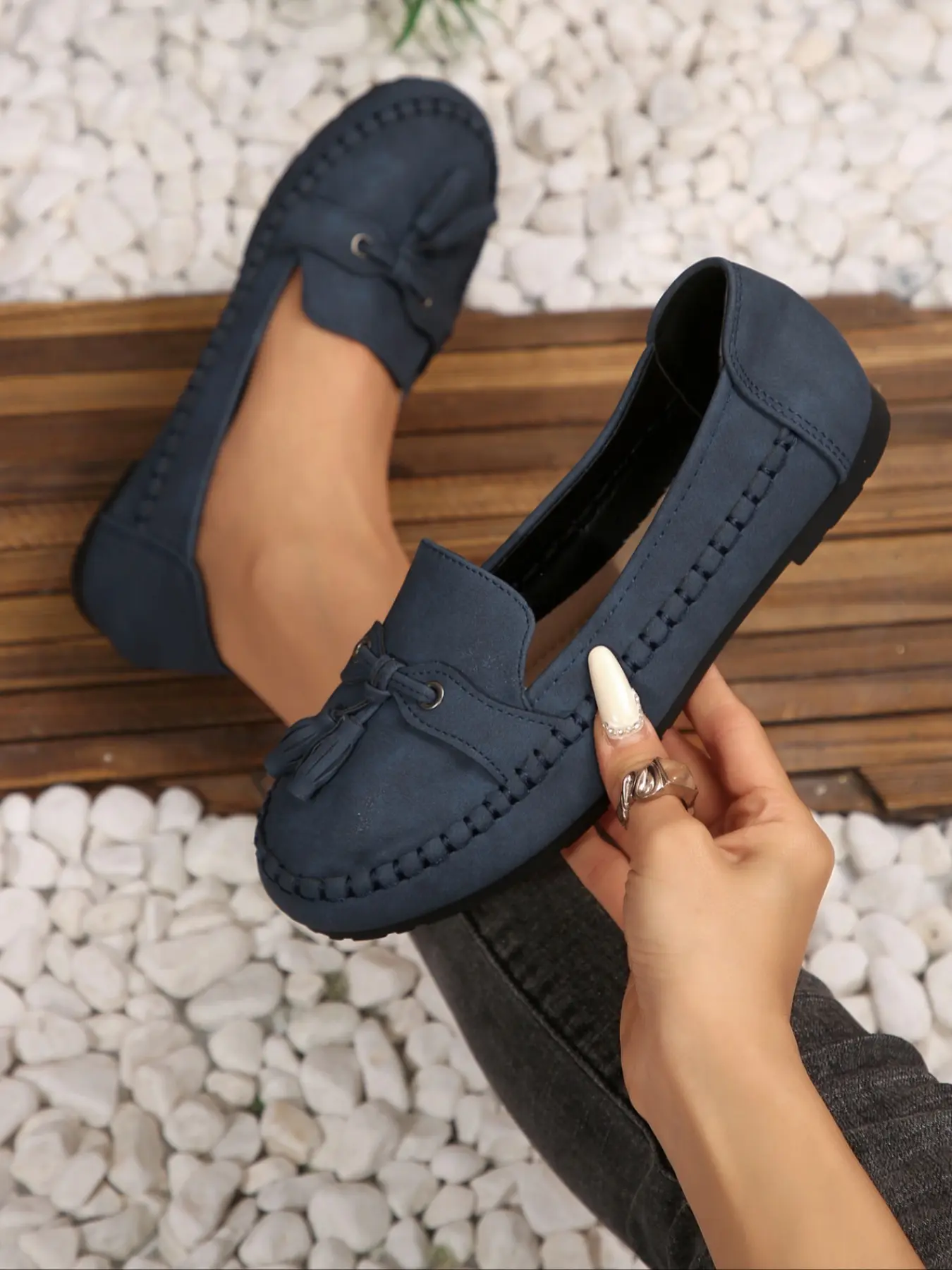 Women's Square Toe Loafers Comfortable PU Leather Slip-On Ballet Flats, Commuter Shoes Work Casual Office Shoes for Fall & Winter, Office Commuting Shoes, Fashionable and Versatile