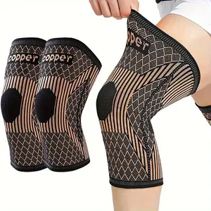2pcs Compression Copper Knee Braces - Highly Elastic And Breathable Knee Sleeves For Men & Women - Apply Pressure To The Legs During Exercise - Suitable for Skipping Rope, Fitness, Working Out, Weightlifting! - Perfect Gift for A