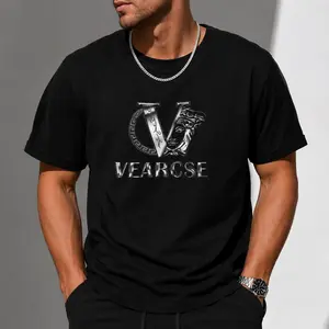 men's stylish pure cotton round-neck casual printed T-shirt, suitable for both men and women, perfect for fashionable and relaxed summer outfits.