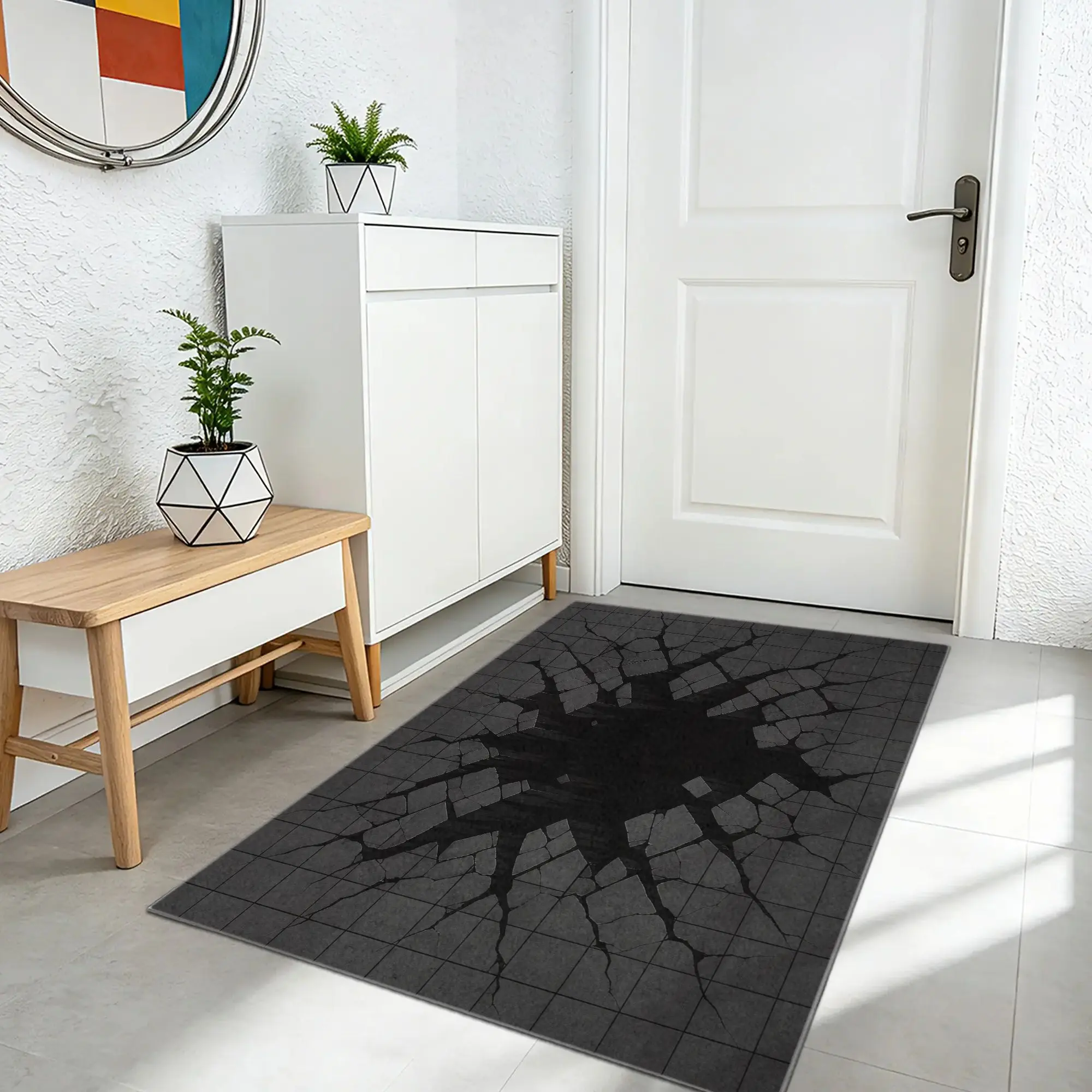 3D Optical Illusion Crack Hole Rug | Visual Trap Floor Mat, Funny Decor Carpet for Bedroom Entryway, Multiple Sizes