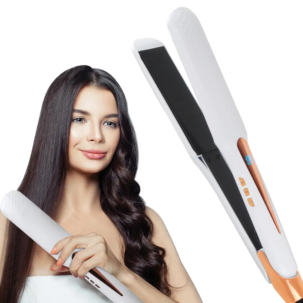 Professional Titanium Flat Iron - 1 in Floating Ceramic Coating Plates, 2-in-1 Straightener and Curler, 110-220V Portable Hair Straightener for Home & Travel, Non-Battery, Ideal Mum Gift