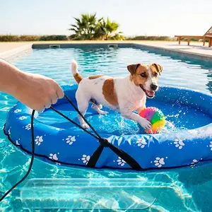 Dog Float Raft-Large Blue Bone Inflatable Swimming Float with Convenient Handle and Rope Design for Summer,Portable Pool Floater with Sturdy Fabric Covering,Cute Cooling Toy for Small-Large Dogs Pool Floaties,Perfect for SummerVibes and PetLovers,s